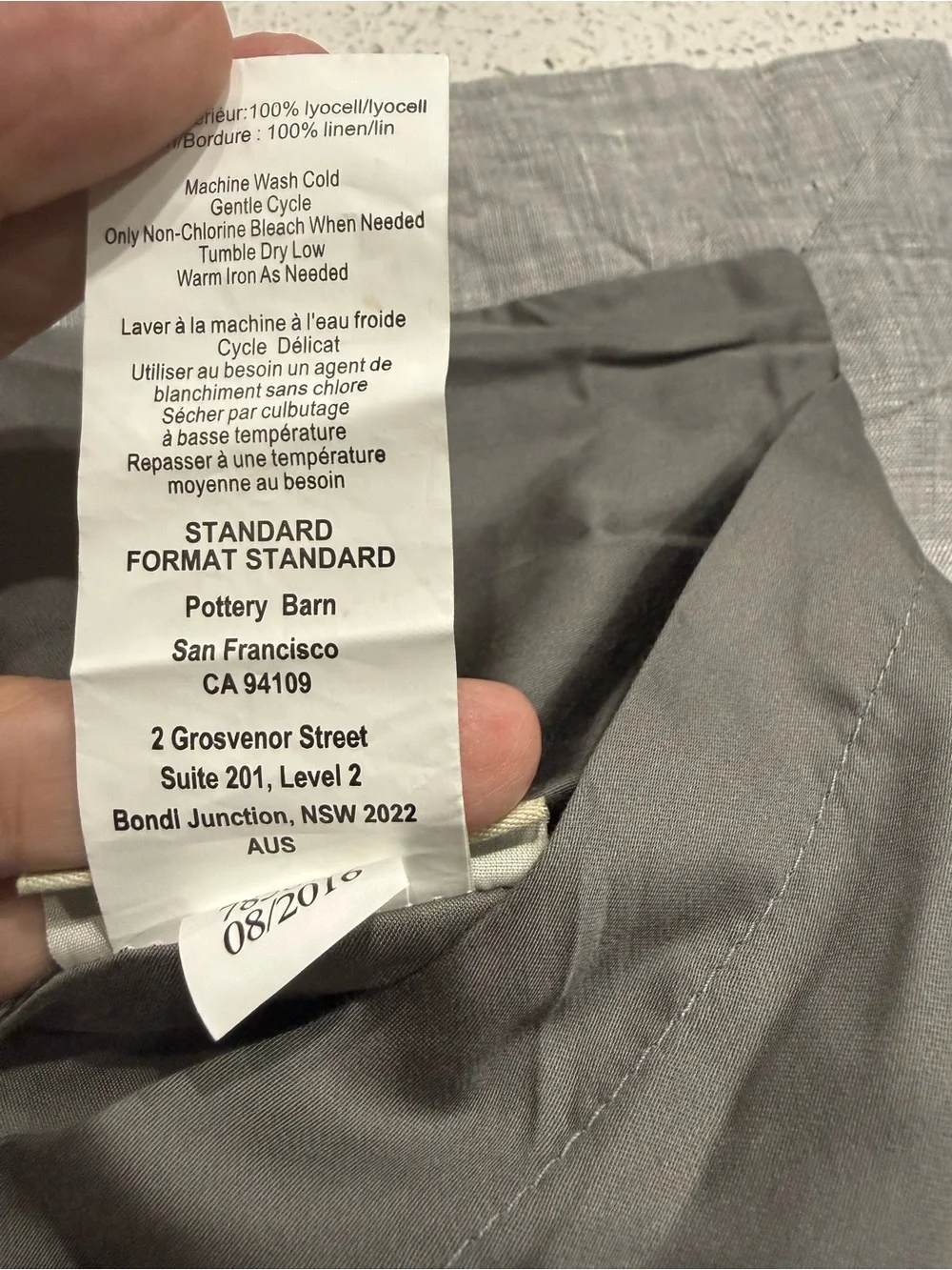 Pottery Barn Gray Fabric Pillow Cover with Subtle Sheen Standard 26.5 x 20 L1L2